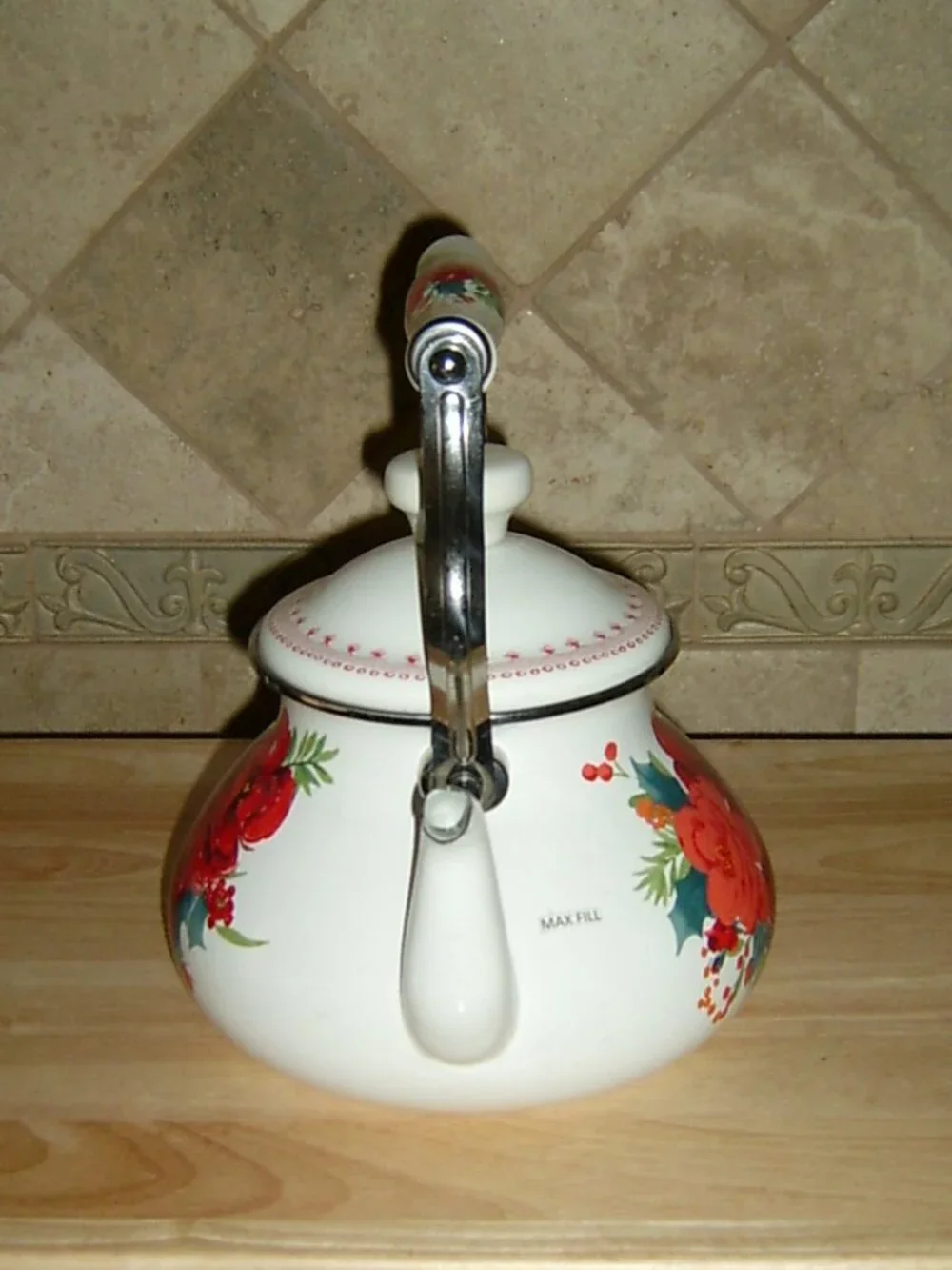 The‎ Pioneer Woman Cheerful Rose Pattern Enamel on Steel Tea Kettle, EUC